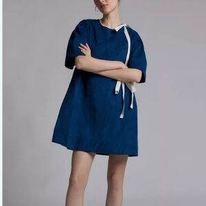 Elegant Blue Corduroy Mini Dress